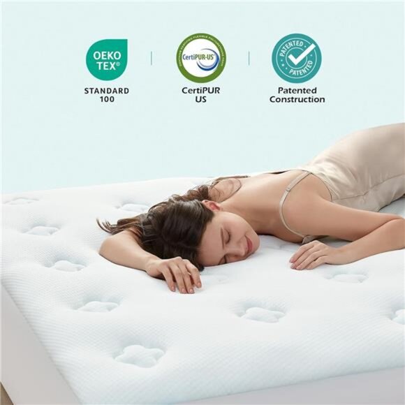 Queen Mattress Topper Viscose Derived from Bamboo, Memory Foam Pillow - Picture 4 of 7
